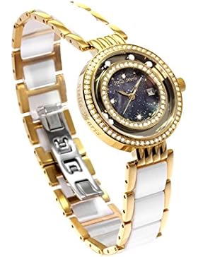 Stella Maris Damen Armbanduhr - Analog Quarz - Premium Keramik Armband - Perlmutt Zifferblatt - Diamanten und...