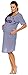 Zeta Ville - Women's Maternity Nursing Stripe Nightdress embroidery Gown - 139c (Navy, UK 14/16)
