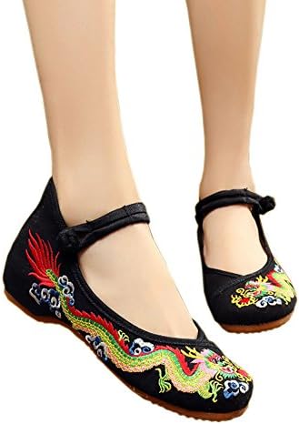 Traditional Dragon Embroidery Flats Single Shoes Fashion Woman Embroidered Dance Shoes Chinese Antiquity Girl Getting Married Shoes by Elaiya