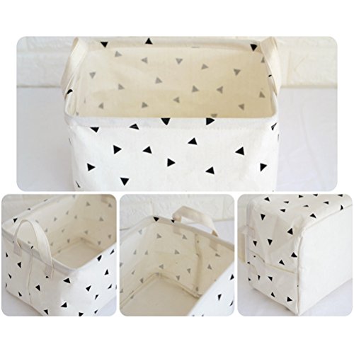 Fieans Lagerung Organizer Körbe Original Leinen und Stoff Aufbewahrungskorb Boxen Sets von 2-Weiß - 4