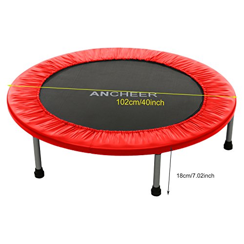 Ancheer Trampolin,Indoortrampolin,Gartentrampolin,Belastbarkeit ca. 100 kg, 6-8 stabile Füße + Sicherheitspolster rundherum,viertel gefaltet,hälfte gefaltet ,nicht gefaltet,Durchmesser Ø ca. 91-137cm - 2