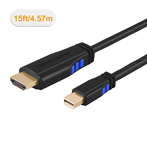 Mini DP auf HDMI, cablecreation Mini DisplayPort (Thunderbolt Port Kompatibel) auf HDMI AV HDTV Adapter für Mac Book, iMac und mehr, (DP V1.2 unterstützt 4 Kx2 K), 15 ft/4,5 m (schwarz & blau) - 2