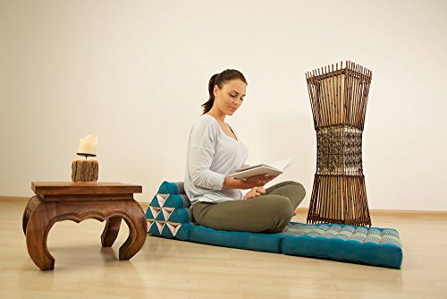 Kapokkissen der Marke Asia Wohnstudio, Thaikissen aus Thailand, Thaikissen mit 2 Auflagen, Dreieckskissen bzw. Triangelkissen als Jumbo XXL Sitzkissen und Thaimatte (grün) - 5