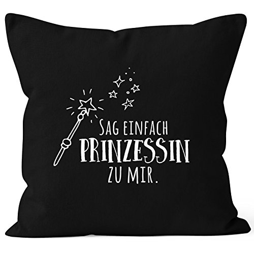 Moonworks® Kissenbezug mit Spruch, sag einfach Prinzessin zu mir, Kissen-Hülle aus Baumwolle, 40x40 schwarz unisize