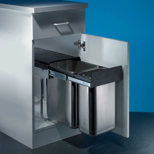 WESCO Edel-Double 30 DT Einbau-Abfallsammler, 254 x 385 x 475 mm, 1 x 20 / 1 x 10 L, 1 Stück,757624-42