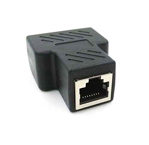maxhood RJ45 Buchse auf Buchse Netzwerk Anschluss Adapter 1 zu 2 Dual Weiblich Port Cat 5/Cat 6 LAN Ethernet Buchse Stecker Adapter (nur One Port verarbeitungsfähig AT A TIME) – Schwarz - 3