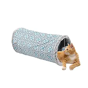 ALL FOR PAWS Collapsible Cat Tunnel Crinkle Cat Toys Play Tunnel Tube Interactive Toy Maze Cat House Bed with Balls for Cat Puppy Kitten Rabbit, Grey