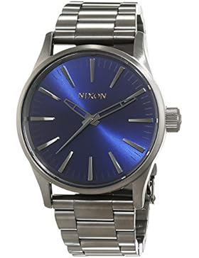 Nixon Damen-Armbanduhr Sentry 38 SS Gunmetal / Cobalt Sunray Analog Quarz Edelstahl A4502065-00