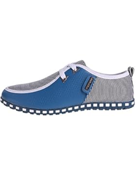 CANRO Leder Sneaker Herren Schuhe Shwarz Weiß Blau