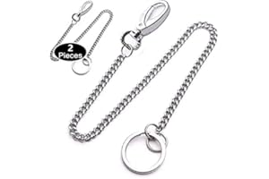 MILAI 2pcs Chaînes de Jeans,Chaine Pantalon,Chaîne de Poche en Acier Inoxydable,Chaîne pour Portefeuille Chaîne de Pantalon avec Anneau Porte-clés 38 cm pour Hommes/Femmes