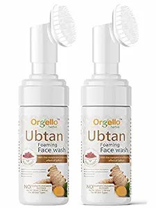 Orgello Herbal Ubtan Foaming Face Wash | 1 X 200 ml | Men Women Boys Girls | All Skin Types | Sulphate Paraben Free | Pack of 2