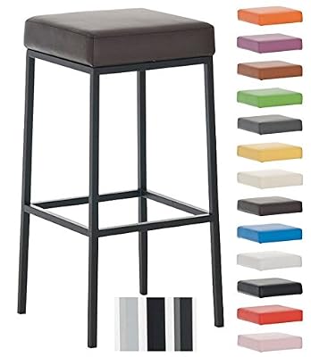 CLP Tabouret de Bar Design MONTREAL I Tabouret de Bar Rembourré Revêtement Similicuir I Chaise Haute de Bar Confortable avec Repose-pied I Couleur: marron, Piètement en métal noir, hauteur 85 cm