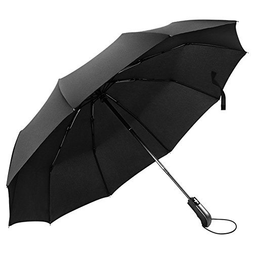 Parapluie Coupe-vent solide pliant automatique étanche d'extérieur Voyage Parapluie Auto ouvrir fermer Portable Mini léger facile à transporter pour homme et femme 10 Rib dès MLoveBiTi, Noir