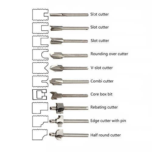 Fortag 10 tlg HSS Fräser-Set Fräser Set Spiralbohrer mit 3 mm Schaft Multifunktionswerkzeug Oberfräser Stich-Spitzen Schleifen Holzfräser für Dremel, Proxxon - 2