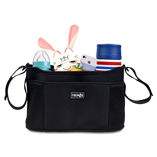 Stroller Organizer Diaper Bag Stroller Accessories Pack with Drink Holders and Zipped Pockets for Baby Stroller, Car, Shopping Cart. Fits All Major Strollers