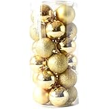 Navidad Decoracion Bolas de adorno , SMARTLADY 24PC 1.5" XMAS Adorno Bolas para Navidad Arbol 8 colores para elegir (Dorado)