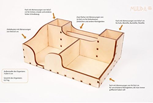 MUUDA FILIP Desk Organizer (7 x 20 x 15 cm Untreated Made in the EU), Muuda - Variante:Filip