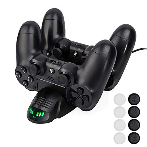 Cargador Mando PS4 Solotree Cargador Doble Cargador simultáneo del USB Soporte con el Indicador del LED para PS4/PS4 Pro/PS4 Slim Controller