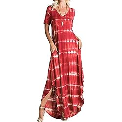 Kinlene Vestidos Largos, Vestidos Mujer Verano 2018 Vintage Mujer Rayado Bohemia Vestido,Casual Playa Falda