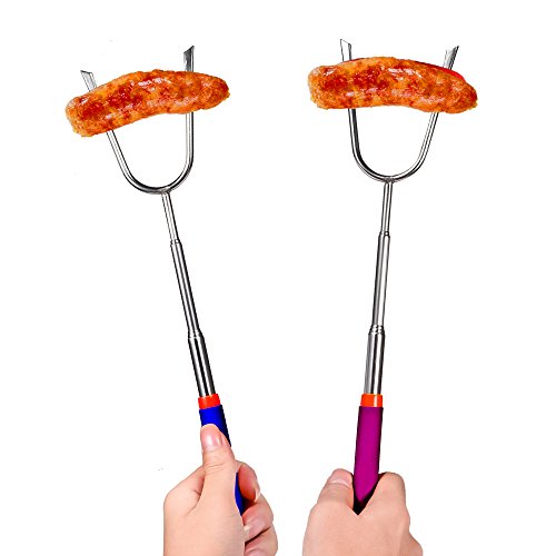 eBoot Grillspieße Grillbesteck Lagerfeuer Grillfest Gabeln für Camping, Freizeit, Lagerfeuer, Gartenparty, Geburtstag (5er Pack, Multi Color) - 3