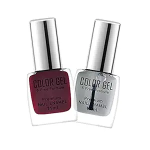 Combo HD Nail Polish-High Gloss, Quick Dry, Long Lasting, Vitamin Enriched, Non Chipping, 5 Toxin Free Enamel Glossy Finish-11ml Each, Maroon, transparent (Pack of 2)