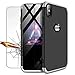 Produktbild iPhone XS Max Handyhülle + Displayschutzfolie, LaiXin iPhone XS Max Hülle 360 Grad PC Plastik Hard Case Cover Fall-Abdeckung Schutzhülle mit Panzerglas - Silber/Schwarz