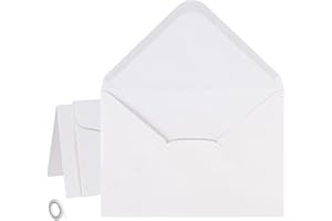 Mocraft 60 A6 Envelopes Blank Cards and Envelopes 120g with Adhesive Folded Greetings Card for Card Making Invitation (White)