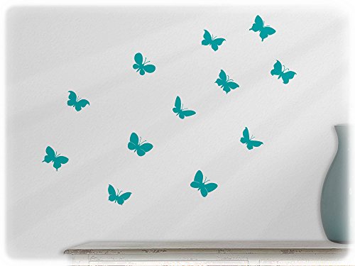 wandfabrik - Wandtattoo 12 Schmetterlinge (S12) in türkis - Wandtattoo geeignet als Dekoration Klebefolie Wandbild Wanddeko Tiere für Wohnzimmer Kinderzimmer Babyzimmer Badezimmer Fliesen Tapete Küche Flur Wohnung und Schlafzimmer für Junge Mädchen Baby Kinder Wandtattoos wandfabrik - Wandtattoo 12 Schmetterlinge (S12) in türkis - Wandtattoo geeignet als Dekoration Klebefolie Wandbild Wanddeko Tiere für Wohnzimmer Kinderzimmer Babyzimmer Badezimmer Fliesen Tapete Küche Flur Wohnung und Schlafzimmer für Junge Mädchen Baby Kinder Wandtattoos