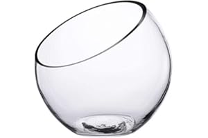 KNIKGLASS Vaso in vetro trasparenteterrario in vetrovasetto per caramelle, ciotola a bolla dal taglio obliquo, ciotola per pesci e terrario per piante, vaso centrale a forma di globo inclinato, confezione da