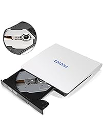 External DVD Drive, DOY USB Burner DVD +RW/CD +RW Drive with Embedded USB Cable for Laptops PC, Desktop, Apple Macbook, Macbook Pro, Macbook Air Support Mac OSX Windows Vista/ 7/ 8/ 10(White)