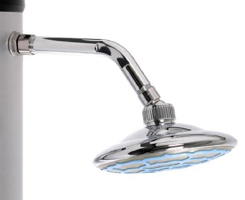 Solardusche 35 Liter mit Wasserhahn und Gartenschlauchanschluss, eckiger Duschkopf, schwarz/silber - 3