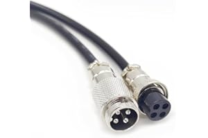 BAYZCONN 3.28 ft GX16 4 poli maschio a testa femmina aviazione, GX16 4 pin femmina a maschio cavo elettrico pannello pannello di montaggio circolare in metallo aeronautico cavo adattatore per navi 20AWG