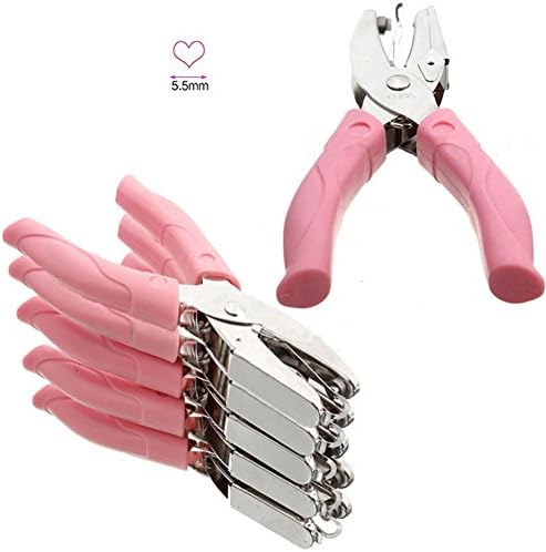 1-Hole Craft Paper Punch Metal Handheld DIY Puncher Hand Tools Five Style Shape Holes 1Pcs (Heart, Pink)