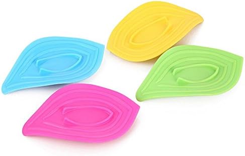 CLKJ 4PCS Multifunction Anti-Slip Bath Shower Petal-Shaped Soap Box Storage Dish Tray Silicone Container (Yellow+ Green+ Blue+ Rose Red)