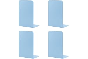 MSDADA Buchstützen aus Metall L, 102x203x135mm, 2 Paar CD Buchständer Kinder, Bücherregal für Schule Zuhause Büro Bibliothek Decorative(Hellblau)