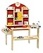 Produktbild roba Kaufladen, Kinder Kaufmannsladen, inkl, Kaufladenzubehör, Holz natur, Verkaufsstand mit Theke, Uhr, roter Rückwand & gelben Schiebetüren