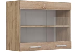 ‎VICCO Vicco Küchenglashängeschrank R-Line, Glashängeschrank, Sonoma, 80 cm