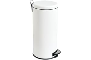 JM ·YIPENG 30L Bathroom Bin,Round Pedal Bin with Removable Inner Bucket and Soft Close Lid,Rubbish Binf or Home,Bathroom,Kitchen,Bedroom,and Office,White