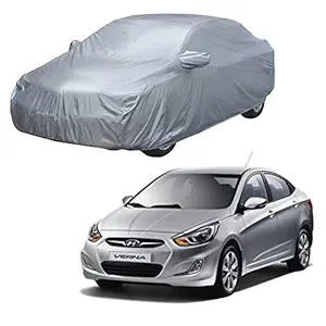 AutoRetail Car Body Cover for Hyundai Fluidic Verna (2012) with Mirror Pocket & Double Stiched (Silver Matty)