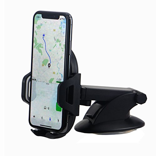 Meeaja Car Phone Mount, supporto per telefono per auto cruscotto con un pulsante di sgancio, compatibile con iPhone 6S Plus 6S x 8Â 7Â 7s, Samsung Galaxy S6Â Edge S8Â S7Â S6, Nexus, e altri smartphone popular (nero)