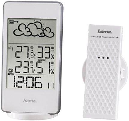 Hama Radio Weather Station EWS 860 with Digital Clock, Alarm, Hygrometer, Frost, Temperature, Weather Forecast (External Sensor, Range 30 m White