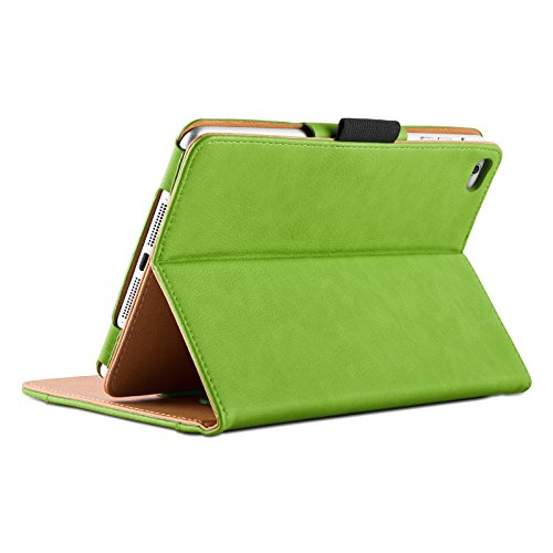 iPad Mini Hülle – JAMMYLIZARD Ledertasche Smart Cover mit Standfunktion für iPad Mini 4. 3. 2. & 1. Generation, GRÜNG & HONIG, [MIT STIFT-HALTER] - 3