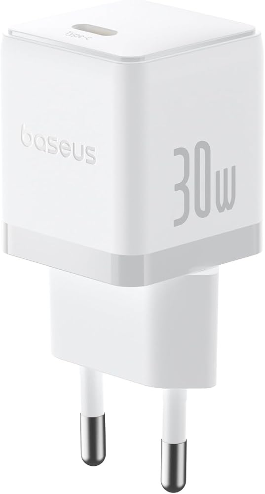 Baseus 30W Hızlı Şarj Cihazı, Palm 1C USB-C Duvar Adaptörü, BCT Soğutma Teknolojisi ve Akıllı Çip Koruması, Kompakt Şarj Başlığı, Samsung ve iPhone Uyumlu, Beyaz