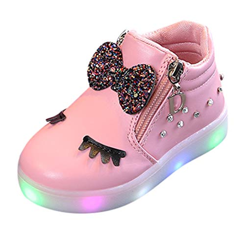 HOMEBABY Toddler Unisex Kids Light Up Trainers Infant Baby Girls Boy Casual Crystal Bowknot Sport Running LED Luminous Shoes Sneakers Halloween Gift