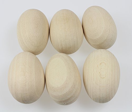 Handgefertigt Buche Holz Eier, Natural Beech Wood, 6x4cm |2.4″x1.6″ - 5