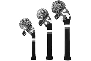 Scott Edward Knitted Golf Club Head Covers for Woods 3Pcs Set Golf Driver (460CC) Fairways and Hybrid/UT with Rotating Number Tags