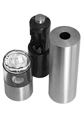 Oxid7® Pfeffermühle gebürstetet Edelstahl mit Licht | SET | Elektrische Mühle für Pfeffer · Salz · Gewürze | Automatik Mahlwerk aus Keramik (1 Stück) - 3