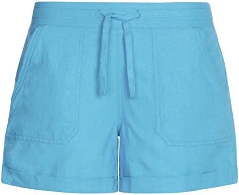 Metzuyan Ladies Linen Shorts with Pockets - Summer Beach Hot Pants Turquoise Size 14