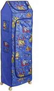 Prachiva Sales Multipurpose Foldable Plastic Baby almirah, Kids Wardrobe, Cloth Organizer, Folding Cupboard, Toy Box (5 Shelf, Blue)