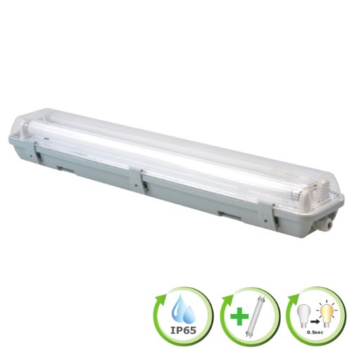 Feuchtraumleuchte IP65 Leuchtstoff Wannenleuchte 2x36W incl. Leuchtm.